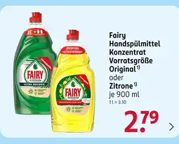 Rossmann Fairy handspülmittel konzentrat vorratsgröße original Angebot
