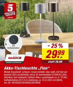 toom Baumarkt Toom akku-tischleuchte „finn“ Angebot