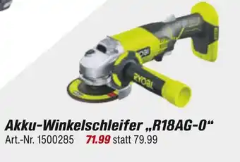 toom Baumarkt Ryobi akku-winkelschleifer „r18ag-o“ Angebot
