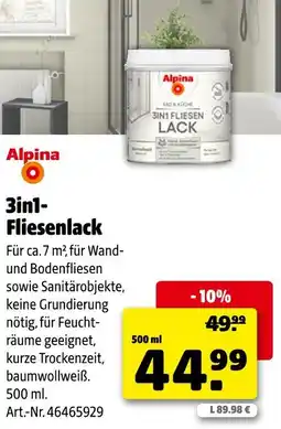 Hagebau Alpina 3in1-fliesenlack Angebot