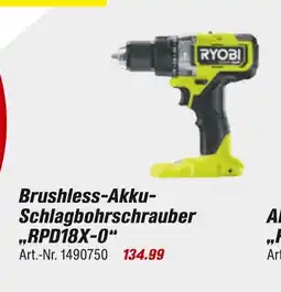 toom Baumarkt Ryobi brushless-akku-schlagbohrschrauber rpd18x-0 Angebot