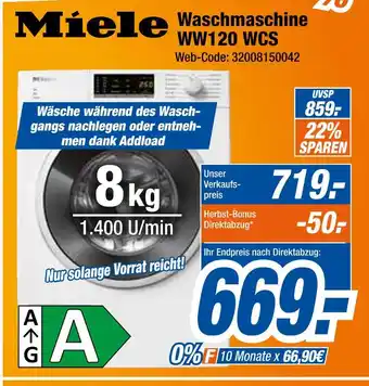 Expert Miele waschmaschine ww120 wcs Angebot