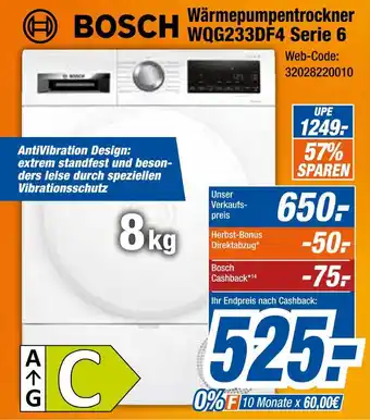 Expert Bosch wärmepumpentrockner wqg233df4 serie 6 Angebot