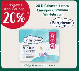 Rossmann Babydream babywelt app-coupon 20% Angebot