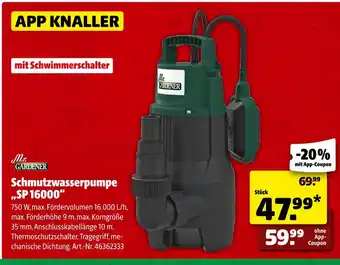 Hagebau Mr. gardener schmutzwasserpumpe sp 16000 Angebot