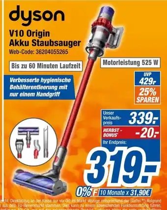 Expert Dyson v10 origin akku staubsauger Angebot