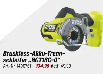 toom Baumarkt Ryobi brushless-akku-trennschleifer „rct18c-0“ Angebot