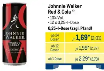 METRO Johnnie Walker Red & Cola Angebot