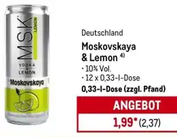 METRO Deutschland Moskovskaya & Lemon Angebot