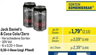 METRO Jack Daniel's & Coca Cola/Zero Angebot