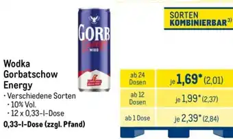METRO Wodka Gorbatschow Energy Angebot