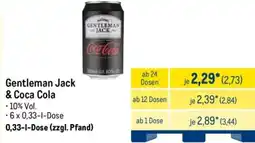 METRO Gentleman Jack & Coca Cola Angebot