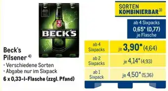 METRO Beck's Pilsener Angebot