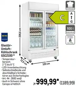 METRO METRO PROFESSIONAL Glastür Umluft Kühlschrank GSC2100 Angebot