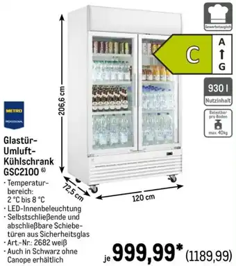 METRO METRO PROFESSIONAL Glastür Umluft Kühlschrank GSC2100 Angebot
