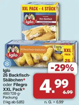Famila Nord West Iglo 26 Backfisch-Stäbchen oder Filegro XXL Pack Angebot
