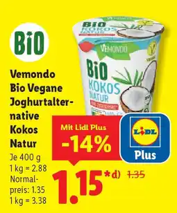 Lidl Vemondo Bio Vegane Joghurtalter- native Kokos Natur Angebot