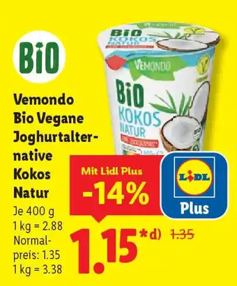 Lidl Vemondo Bio Vegane Joghurtalter- native Kokos Natur Angebot