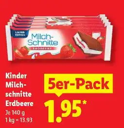 Lidl Kinder Milch- schnitte Erdbeere 5er-Pack Angebot