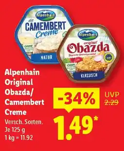 Lidl Alpenhain Original Obazda/ Camembert Creme Angebot