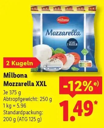 Lidl Milbona Mozzarella XXL Angebot
