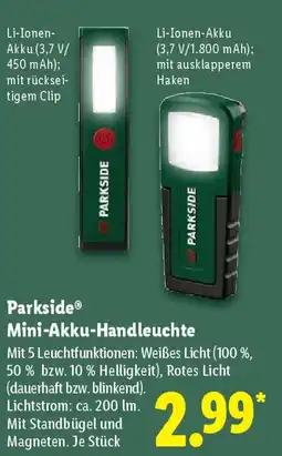 Lidl Parkside Mini-Akku-Handleuchte Angebot
