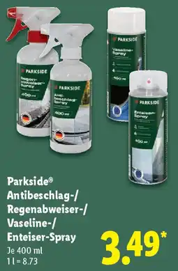 Lidl Parkside Antibeschlag-/ Regenabweiser-/ Vaseline-/ Enteiser-Spray Angebot