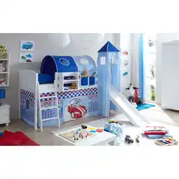 Netto Marken-Discount TiCAA Hochbett mit Rutsche Rutschbett mit Turm Ekki Country Kiefer Weiß Motiv Angebot