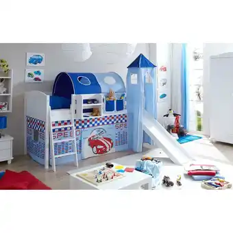 Netto Marken-Discount TiCAA Hochbett mit Rutsche Rutschbett mit Turm Ekki Country Kiefer Weiß Motiv Angebot