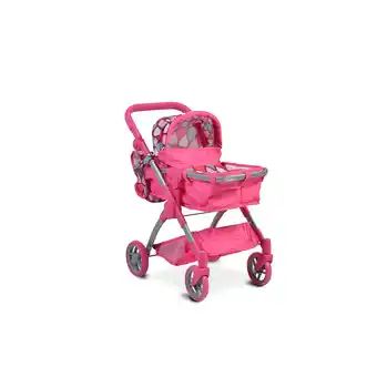Netto Marken-Discount Moni Puppenwagen, Puppenbuggy Vicky 9620, Tasche, Schiebegriff höhenverstellbar in pink Angebot