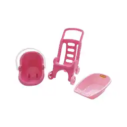 Netto Marken-Discount Polesie 42842 Puppenwagen 3 in 1 Set, Puppenbuggy Schaukelkorb Puppen-Badewanne pink Angebot