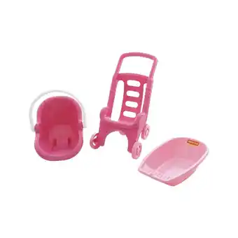 Netto Marken-Discount Polesie 42842 Puppenwagen 3 in 1 Set, Puppenbuggy Schaukelkorb Puppen-Badewanne pink Angebot