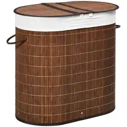 Netto Marken-Discount HOMCOM Wäschekorb Bambus, Polyester-Baumwollgewebe, Metall Angebot