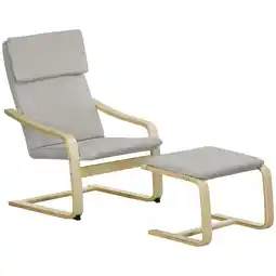 Netto Marken-Discount HOMCOM Relaxsessel mit Hocker Leinen (100% Polyester), Mehrschichtenplatte, Schwamm Angebot
