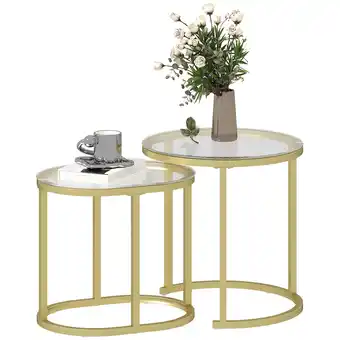 Netto Marken-Discount HOMCOM Couchtisch-Set Stahl, Hartglas Angebot