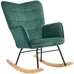 Netto Marken-Discount HOMCOM Schaukelstuhl Kord (100% Polyester), Buchenholz, Stahl, Schaumstoff Angebot