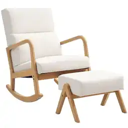 Netto Marken-Discount HOMCOM Schaukelstuhl mit Hocker Polyester, Gummiholz Angebot