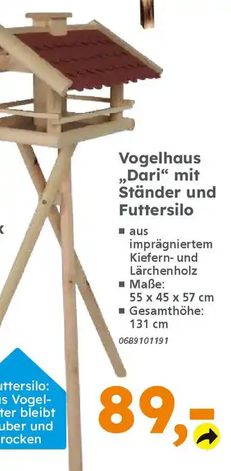 Globus Baumarkt Vogelhaus ,Dari" mit Ständer und Futtersilo Angebot