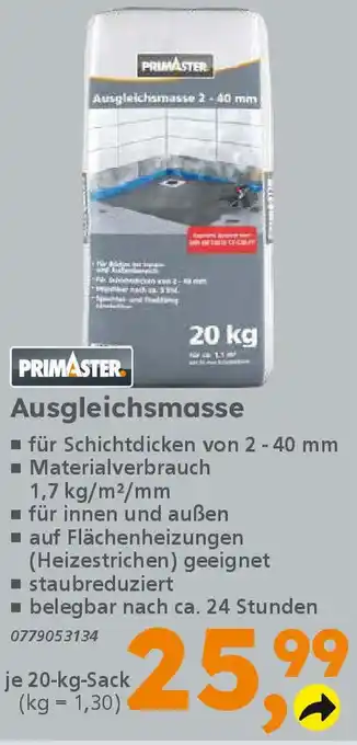Globus Baumarkt PRIMASTER Ausgleichsmasse Angebot