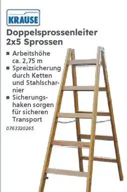 Globus Baumarkt KRAUSE Doppelsprossenleiter 2x5 Sprossen Angebot