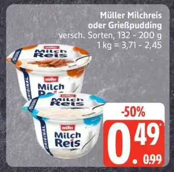 Edeka MÜLLER Milchreis oder Grießpudding Angebot