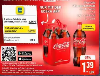 Edeka Coca-Cola Cola oder Limonade Angebot
