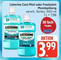 Edeka Listerine Cool Mint oder Freshmint Mundspülung Angebot
