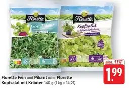 Edeka Florette Fein und Pikant oder Florette Kopfsalat mit Kräuter Angebot