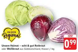 Edeka Unsere Heimat – echt & gut Rotkraut oder Weisskraut Angebot