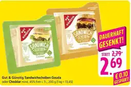 Edeka Gut & Günstig Sandwichscheiben Gouda oder Cheddar Angebot