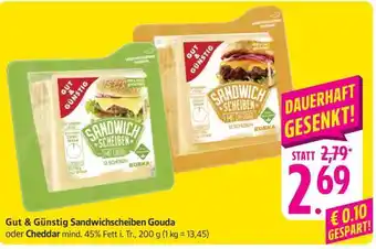 Edeka Gut & Günstig Sandwichscheiben Gouda oder Cheddar Angebot