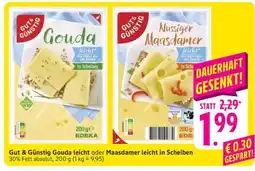 Edeka Gut & Günstig Gouda leicht oder Maasdamer leicht in Scheiben Angebot