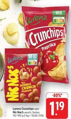 Edeka Lorenz Crunchips oder Nic Nac's Angebot