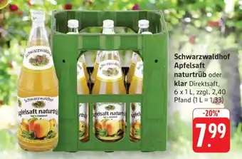 Edeka Schwarzwaldhof Apfelsaft naturtrüb oder klar Angebot